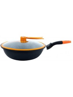 Nonstick Woks and Stir Fry Pans With Lid Frying Basket Steam Rack Nonstick Copper Wok Pan - B6L5OQYXR
