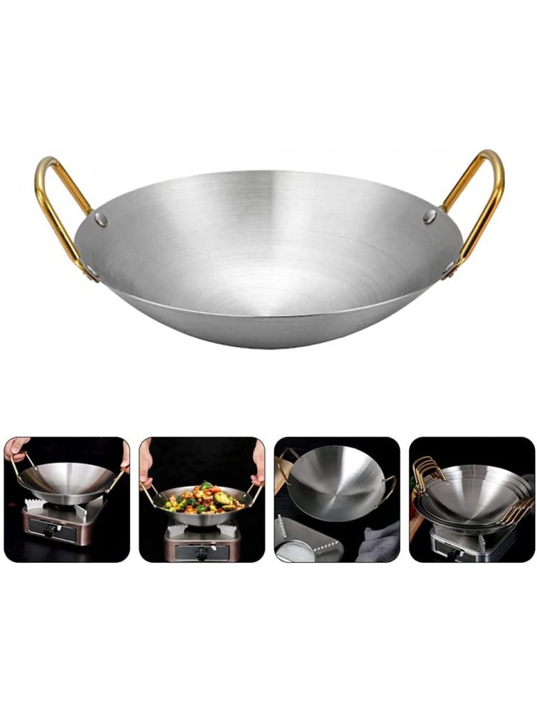 Paella Pan Thicken Stainless Steel Pan Round Shape Frying Pan Chinese Style Wok for Home Outdoor Restaurant-27.87.2cm - BCJQ1ZXKT