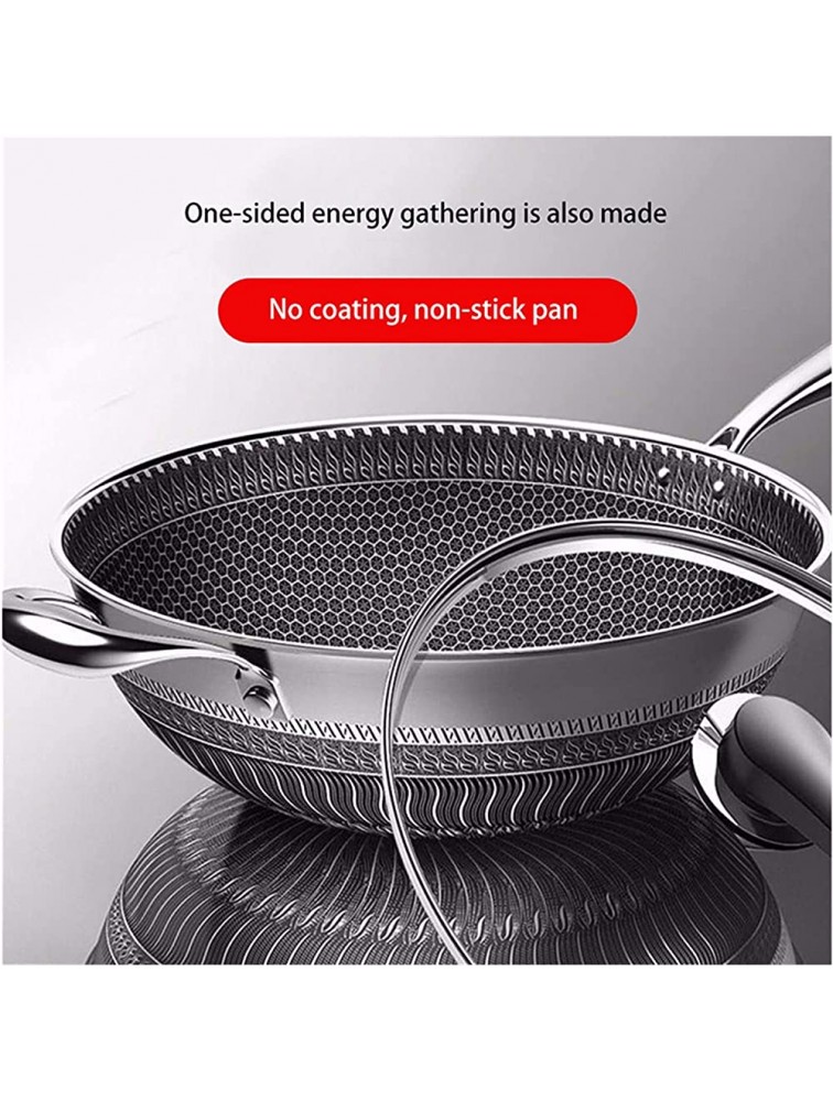 WUYIN New Non-stick Frying Pans Double-Sided Screen Honeycomb Stainless Steel Wok Without Oil Smoke Frying Pan Wok PFOA-Free Pan Color : 34cm without lid - BEVUO65QT