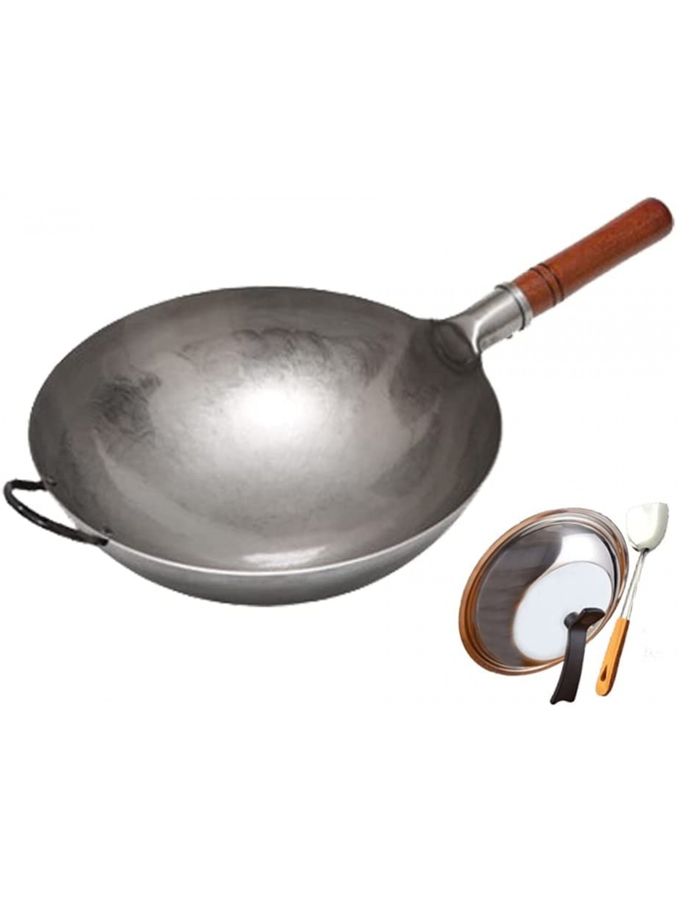 YAYADU-Storage Basket Iron Wok with Helper Handle Traditional Handmade Iron Wok Non-Stick Pan Non-Coating Gas Stove Cookware for Gas Induction Cooktop Color : Silver-B Size : 36cm - B37YJXY42
