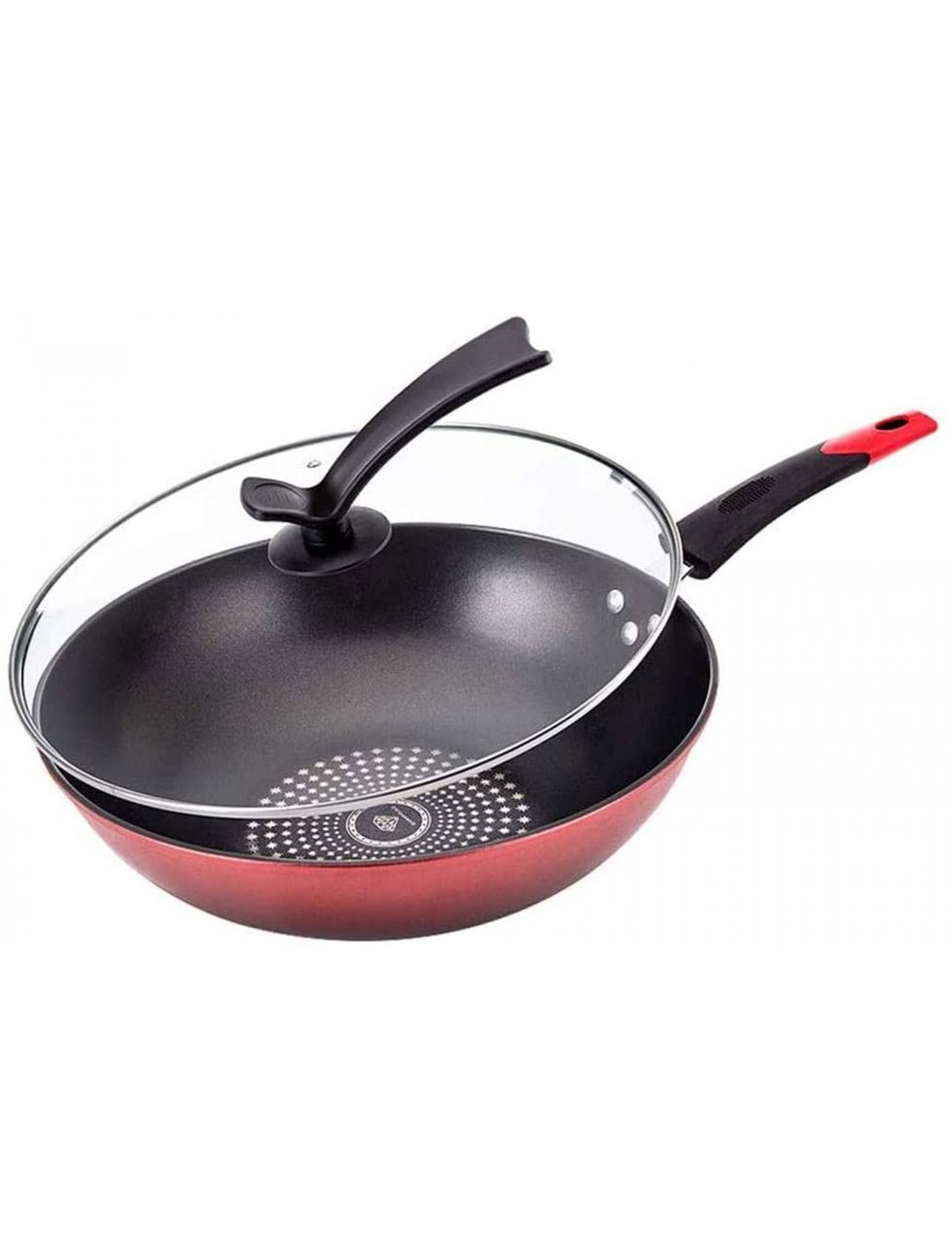 YCZDG with Cover Stainless Steel Wok Non-Stick Pan Full Screen Honeycomb Design No Lampblack No Coating Frying Pan Stainless Steel Frying - B8LF5OUPL
