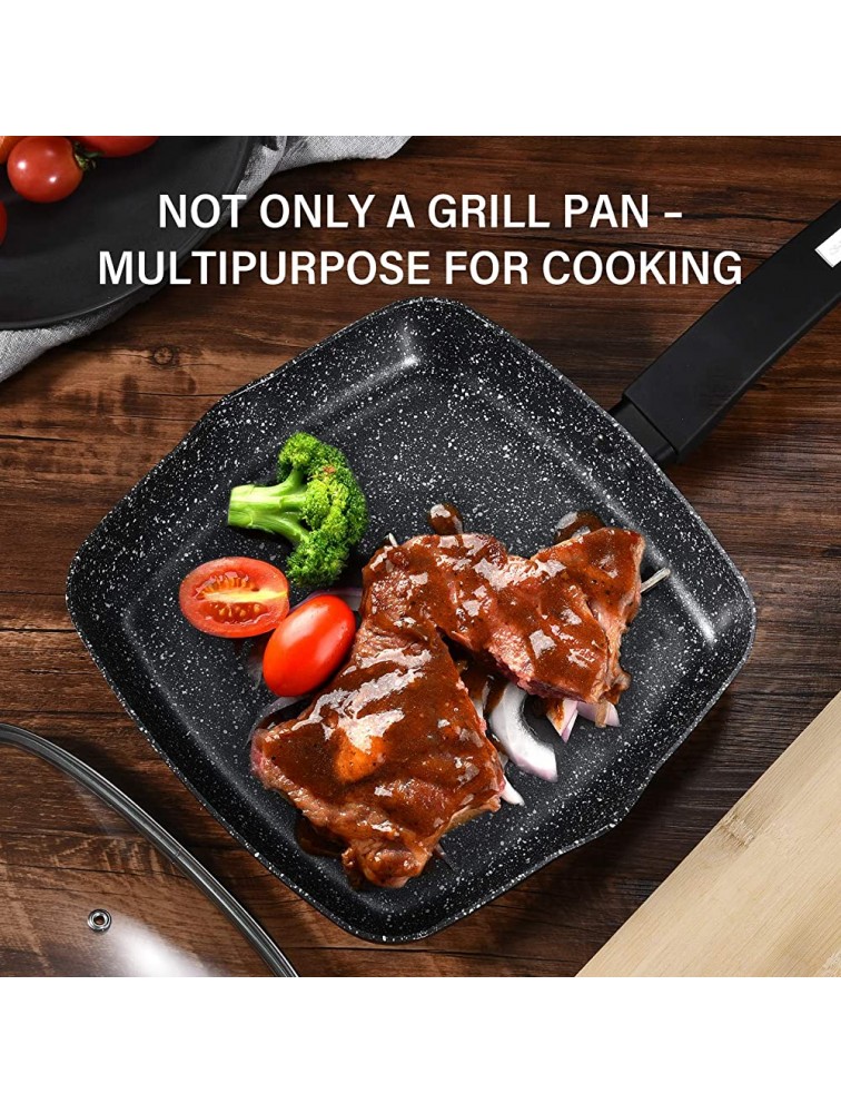 10 Nonstick Frying Pan with Lid Sauce Pan For All Stoves and Induction Cooker Ultimate Nonstick 100% Toxic-Free Easy to Clean Deep Square Omelette Pans for 2-3 People - BBNMJLC1W