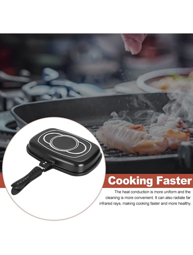 36cm Nonstick Double Sided Frying Pan ，Portable Durable Double Side Pressure Cooking Grill Pan - B3SLJE2JY