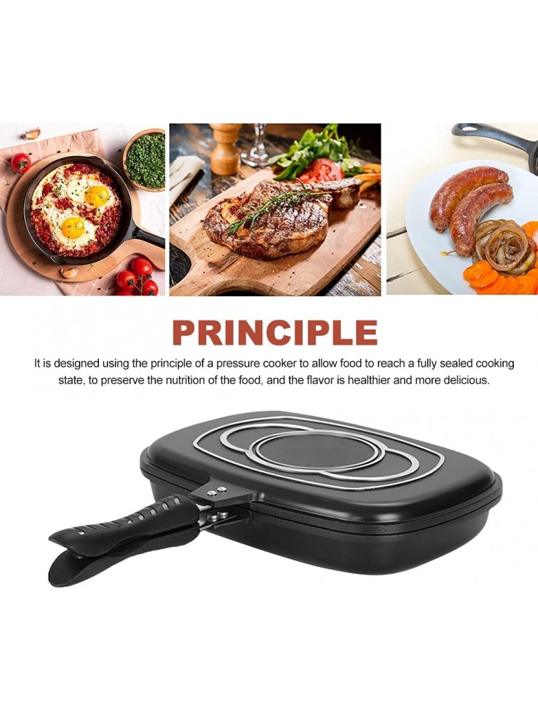 36cm Nonstick Double Sided Frying Pan ，Portable Durable Double Side Pressure Cooking Grill Pan - B3SLJE2JY