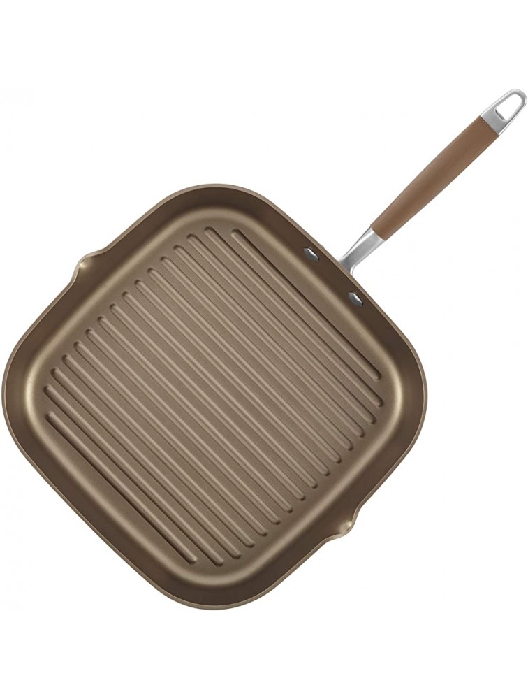 Anolon Advanced Hard Anodized Nonstick Square Deep Grill Griddle Pan with Spouts 11 Inch Brown Umber - BXR9XN9MH
