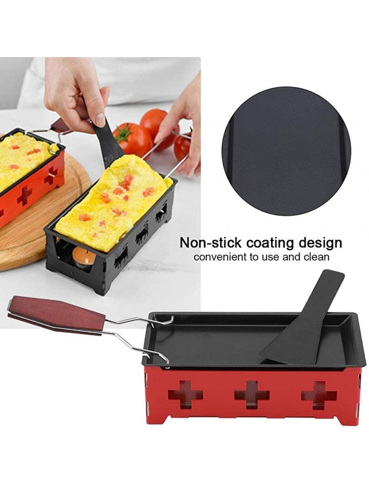 Cheese Raclette Stretchable Non-Stick Cheese Rotaster Baking Tray,Iron Metal Grill Plate Accessories Cheese Melter- Baking Tray+Red hob+Spatula - B89VOY7Z3