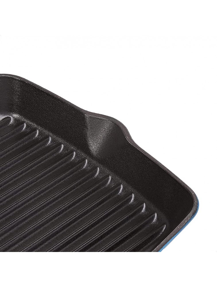 Commercial Enameled Cast Iron Square Grill Pan 10.25-Inch Blue - BKYR7DJFH