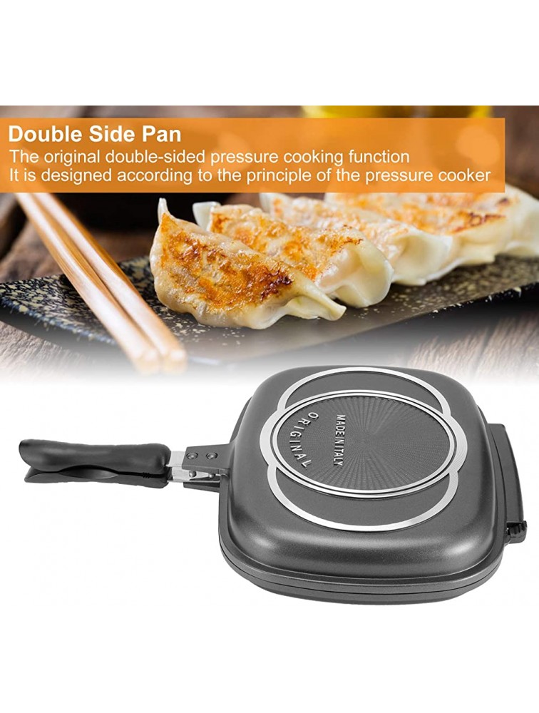 Double-sided Frying Pan 32cm 12.6in BBQ Grill Pan Double Side Pressure Cooking Grill Pan Portable Grill Pot for Home Cooking Anti‑Burn Handle Grill Cookware Kitchen Supplies - BJUC81GWQ