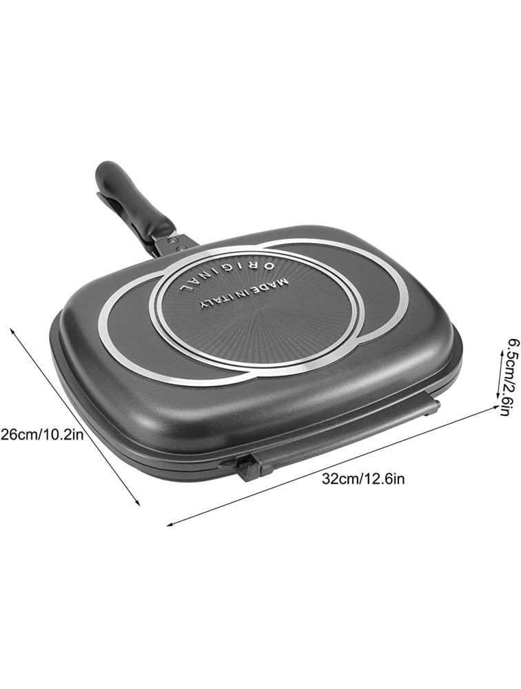 Double-sided Frying Pan 32cm 12.6in BBQ Grill Pan Double Side Pressure Cooking Grill Pan Portable Grill Pot for Home Cooking Anti‑Burn Handle Grill Cookware Kitchen Supplies - BJUC81GWQ