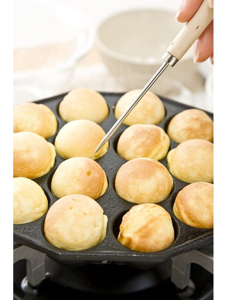 Japanese Cast Iron Takoyaki Grill Pan 14 Holes Made in Japan Compatible with Gas Stoves - B6YV5UPIM