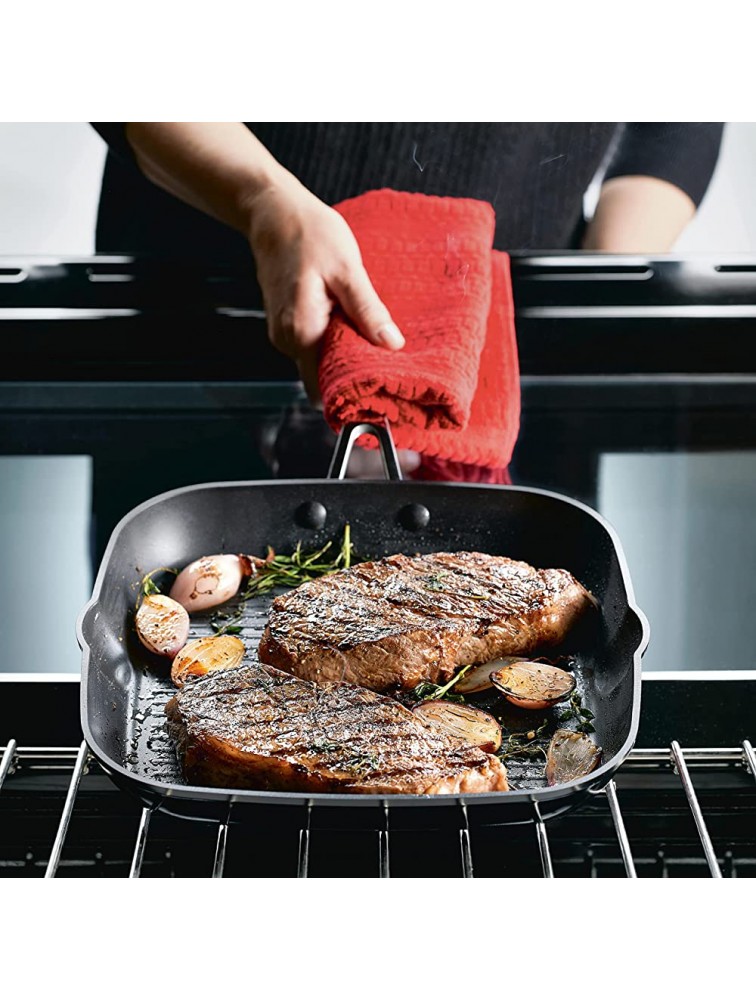 KitchenAid Hard Anodized Nonstick Square Grill Pan Griddle with Pour Spouts 11.25 Inch Onyx Black - BFH2KMSCD
