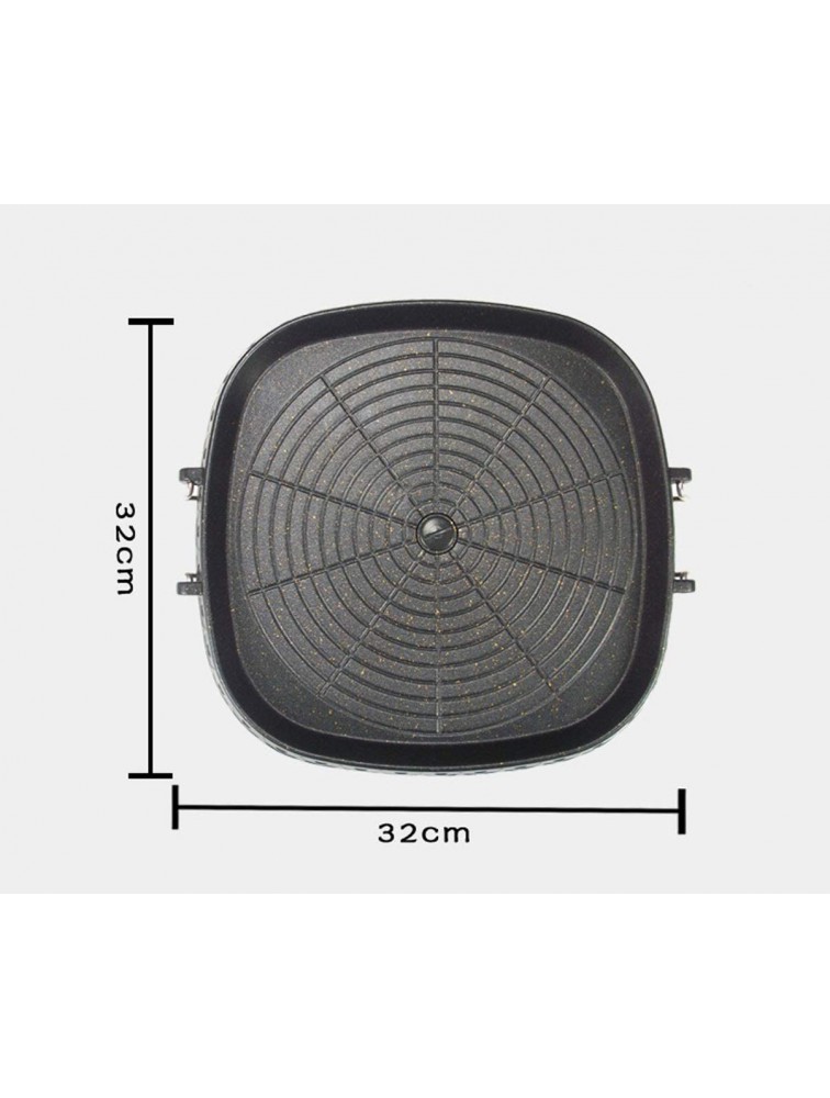 Korean Style Square Grill Pan with Maifan Coated Surface,Non-stick Smokeless Barbecue Stovetop Plate for Indoor Outdoor BBQ - BCE61YMBX
