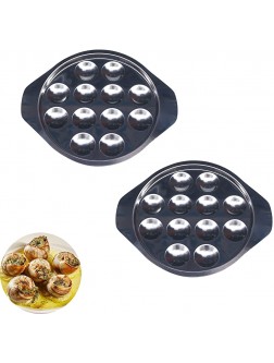Proshopping 2 PCS Stainless Steel Snail Escargot Plate Set Large Escargot Baking Dish Platter Round Mushroom Escargot Serving Tray French Escargot Grill Pan 12 Holes for Seafood 8.7 Inch - B9GYCK6NY