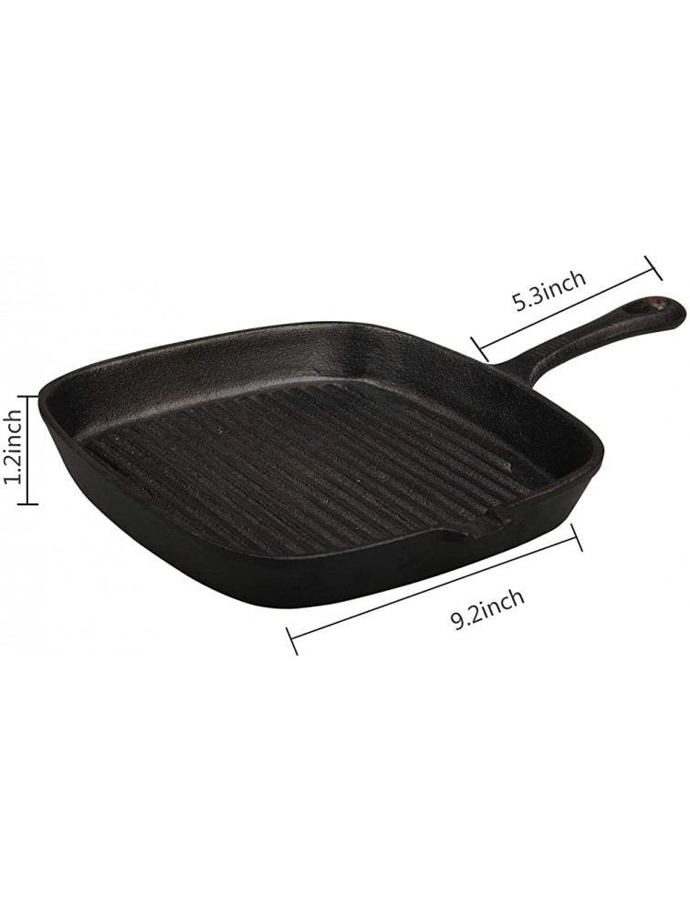 Square Cast Iron Skillet OAMCEG 10.2 Inch Pre-Seasoned Grill Pan Best Heavy Duty Professional Chef Quality Tools for Grilling Bacon Steak and Meats - B3SAVCDL8