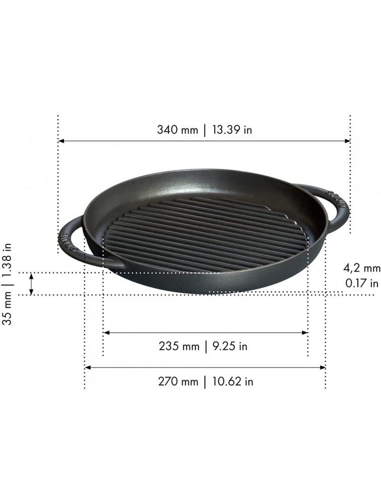 Staub Cast Iron 10-inch Pure Grill Black Matte Made in France - BS8XOKBPR