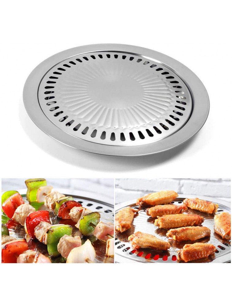 Stovetop Korean BBQ Grill Pan Stainless Steel Non-Stick Roasting Smokeless Barbecue Grill Pan Round Grill Set for Indoor Outdoor Camping BBQ - B452QW0OP