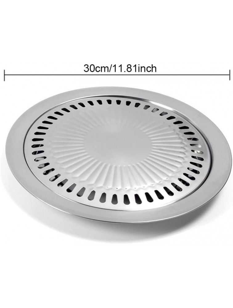 Stovetop Korean BBQ Grill Pan Stainless Steel Non-Stick Roasting Smokeless Barbecue Grill Pan Round Grill Set for Indoor Outdoor Camping BBQ - B452QW0OP