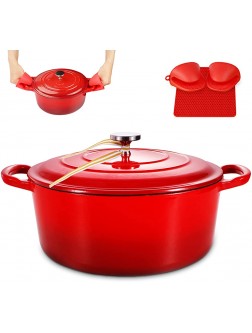 6 Quart Enameled Dutch Oven Cast Iron Dutch Oven Covered Dutch Oven Enamel Stockpot with Lid Red - BWY4C9WKN