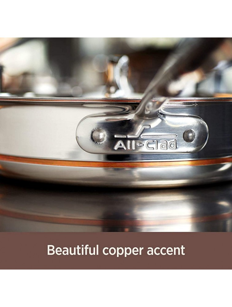 All-Clad 6500 SS Copper Core 5-Ply Bonded Dishwasher Safe Dutch Oven with Lid Cookware 5.5-Quart Silver - BJIZ25CQE