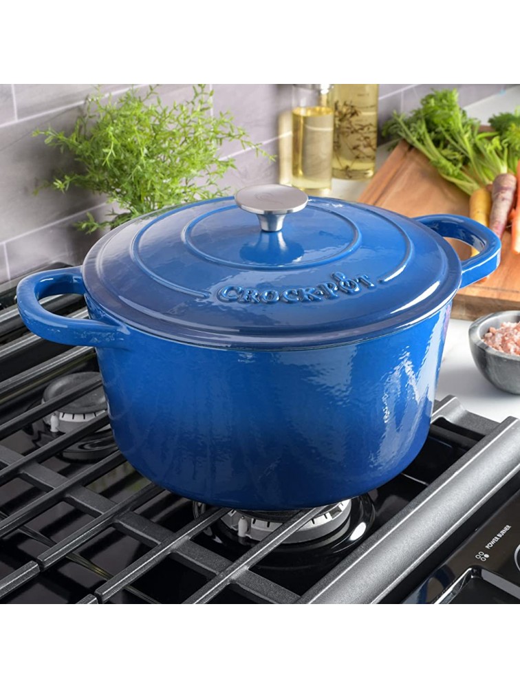 Crock-Pot Artisan Round Enameled Cast Iron Dutch Oven 7-Quart Sapphire Blue - B3CTPLJA7