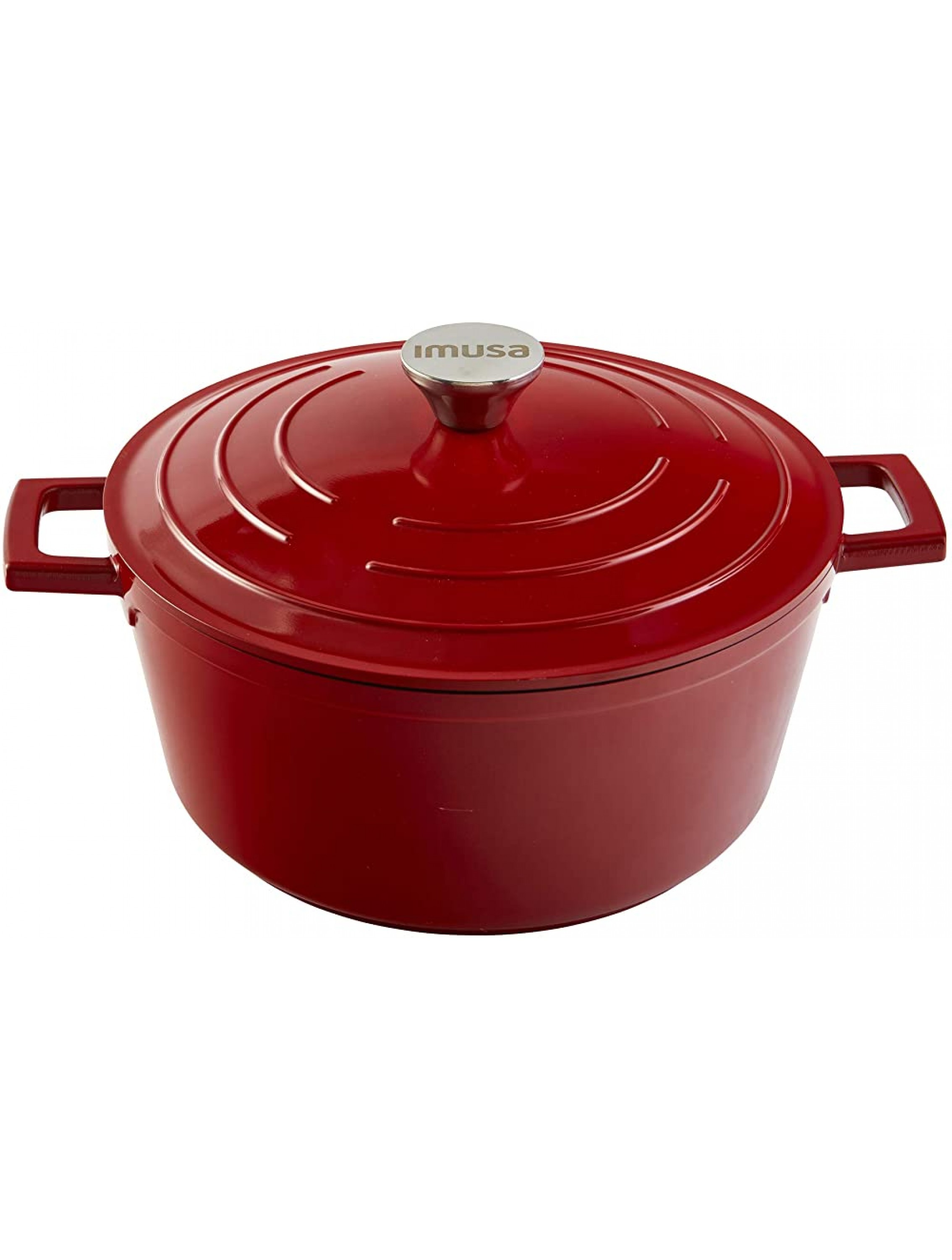 IMUSA USA Red 5 Quart Cast Aluminum Dutch Oven With Stainless Steel Knob - BA9ZDB3UH