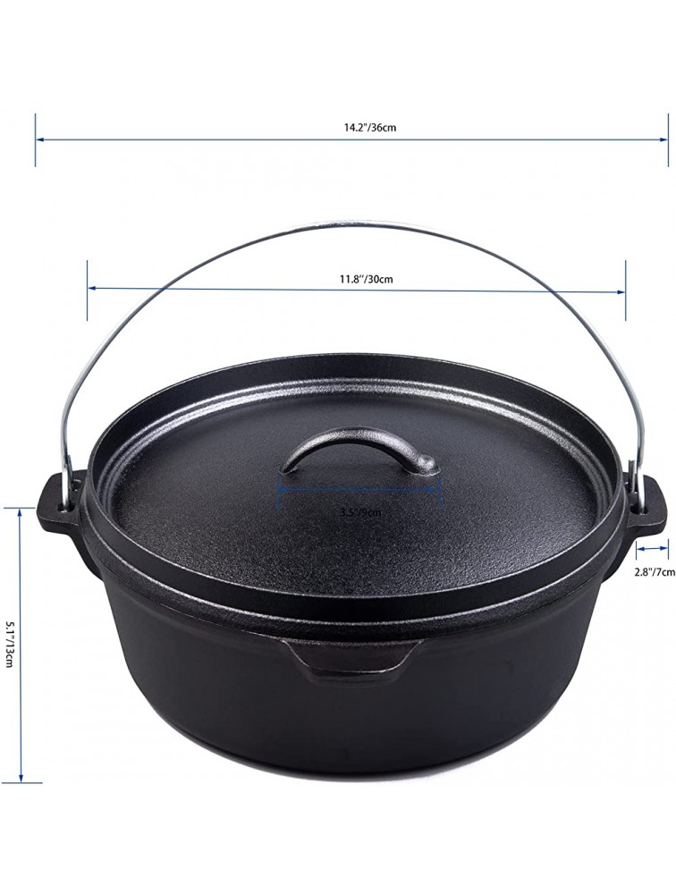 LACAST Cast Iron Camping Dutch Oven 6-Quart Seasoned Cast Iron Pot with Lid Lifter Perfect for Campfire or Fireplace Cooking 001 - BFEIV9JM0