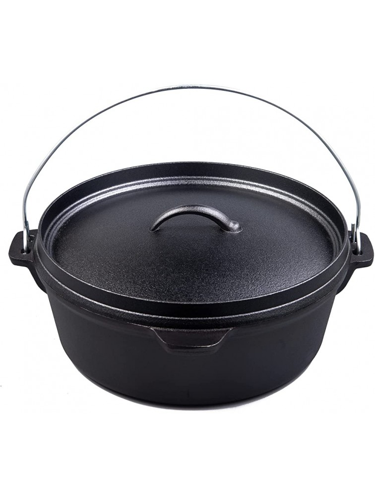 LACAST Cast Iron Camping Dutch Oven 6-Quart Seasoned Cast Iron Pot with Lid Lifter Perfect for Campfire or Fireplace Cooking 001 - BFEIV9JM0