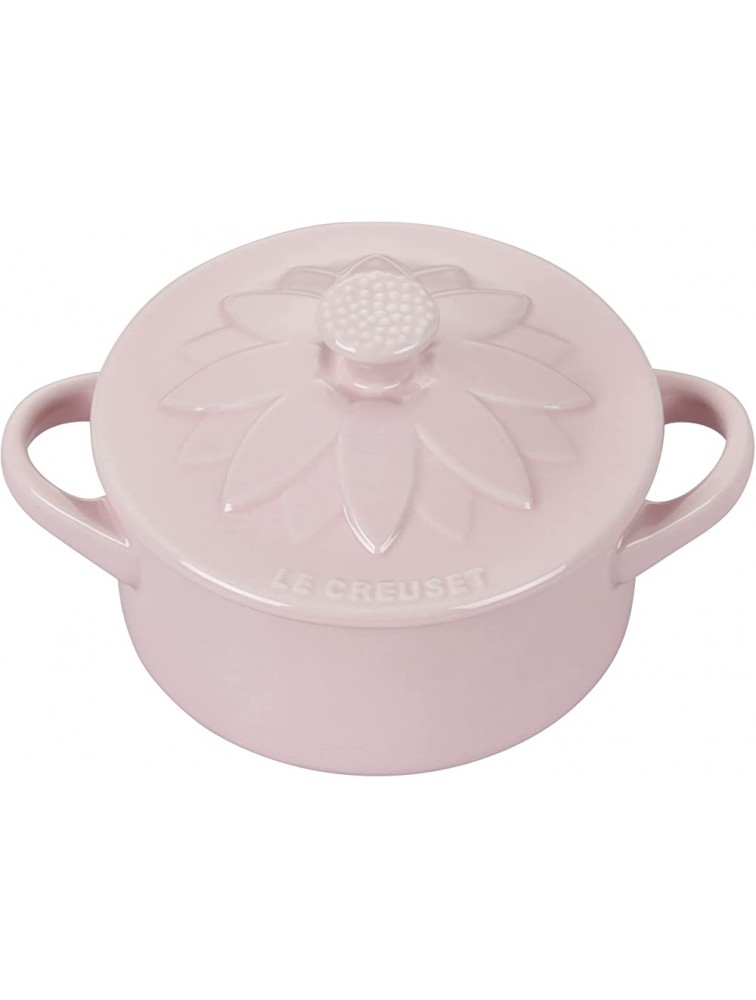 Le Creuset Stoneware Mini Round Cocotte with Flower Lid 8oz Chiffon Pink - BZBWZL03T