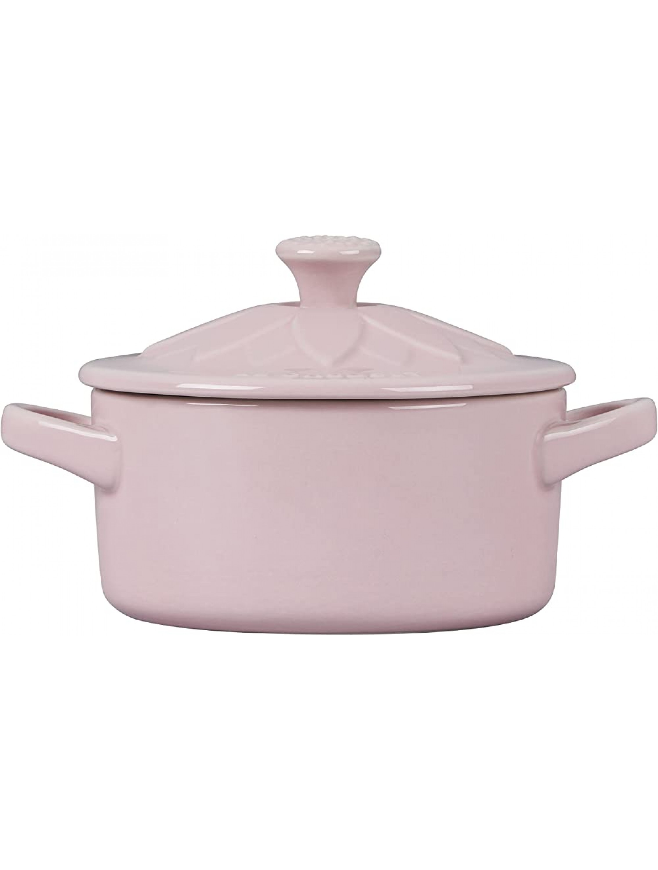 Le Creuset Stoneware Mini Round Cocotte with Flower Lid 8oz Chiffon Pink - BZBWZL03T