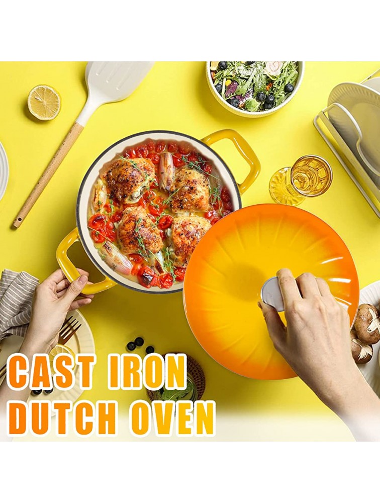 MGKKT Enameled Cast Iron Dutch Oven with Lid Enamel Pot with Loop Handles 3 Quart Pumpkin - BKEPS4GC2