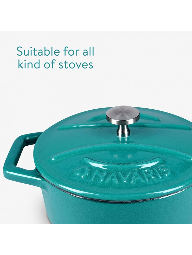 Navaris Cast Iron Round Cocottes Set of 4 4.1 Mini Cocotte Dutch Oven Dishes with Enamel Coat 9.8 oz Dishwasher-Safe Teal Violet Green Grey - B18H96640