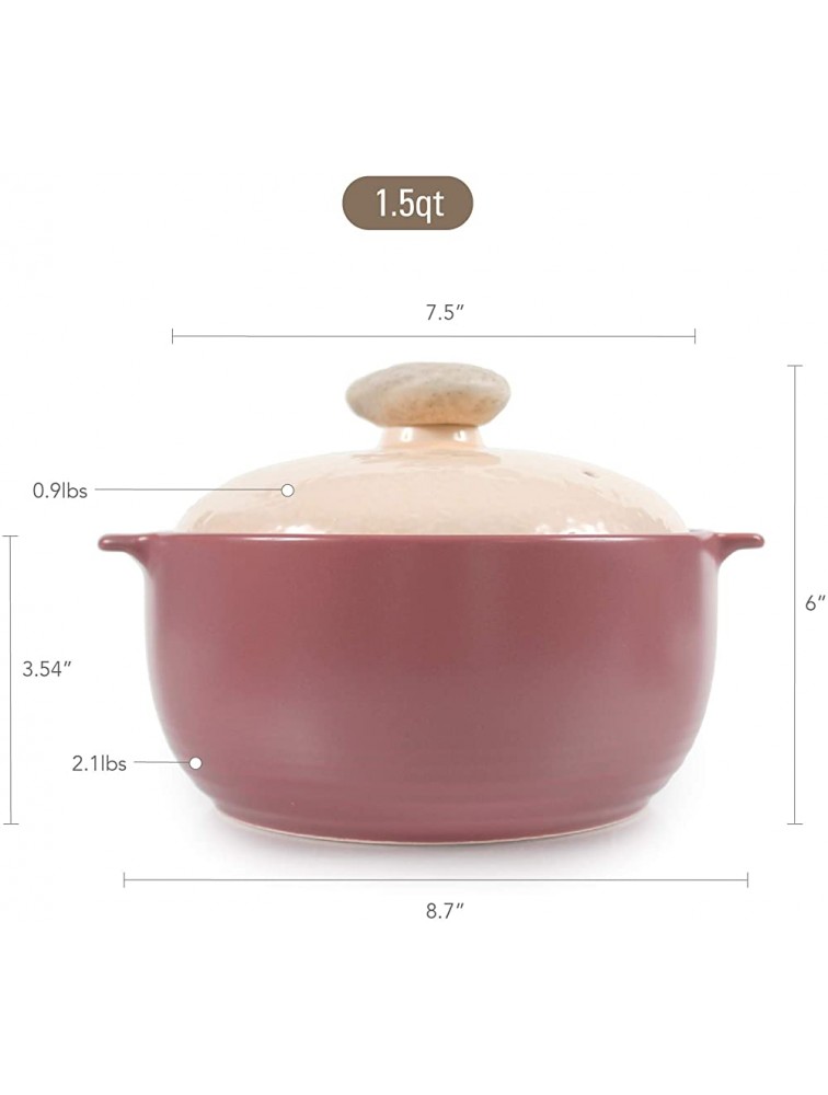 Neoflam Kiesel 1.5qt Non-Stick Ceramic Casserole Dutch Oven Clay Pot Stockpot for Stew Soup Steam Scratch Resistant Microwave Oven Safe Lilac - B4SA43ETN