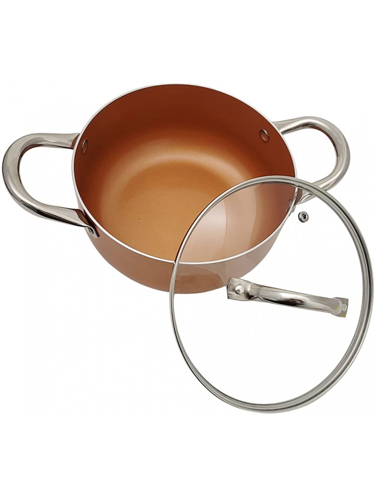 Nonstick Copper Ceramic Dutch Oven Stew Soup Pot Braiser with Stainless Steel Handles & Vented Glass Lid 3 Qt - B1K49EFJ6