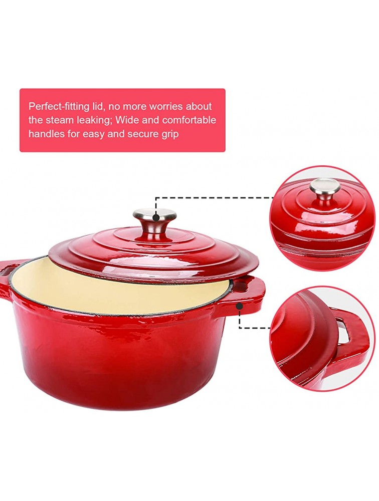 Puricon 5.5 Quart Enameled Cast Iron Dutch Oven with Lid 5.5 QT Deep Round Dutch Oven Pot with Dual Handles -Red - BHBZBCEW5