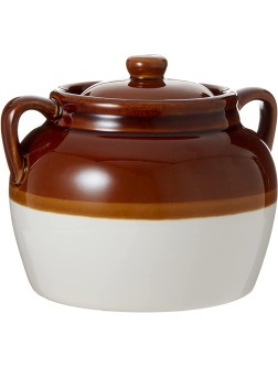 R&M International Traditional Style 4.5-Quart Large Ceramic Bean Pot with Lid Brown - BZJKQEQVM