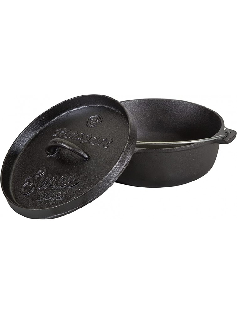 Stansport 16019-20 Pre-Seasoned Cast Iron Dutch Oven 2 Qt Without Legs - BYULS8DON