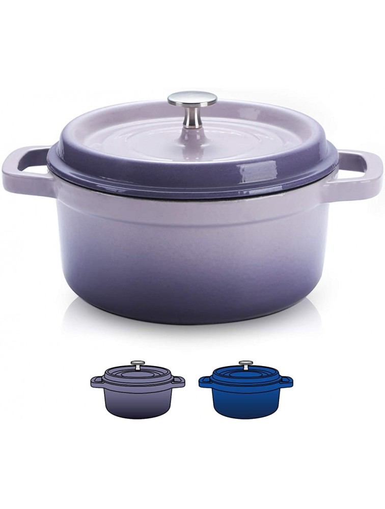 SULIVES Non-Stick Enamel Cast Iron Dutch Oven Pot with Lid Suitable for Bread Baking Use on Gas Electric Oven 3 Quart for 2-3 PeoplePurple - BJU4Z29LQ
