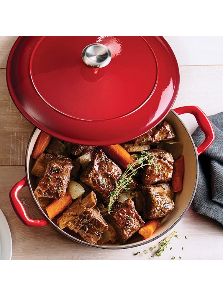 Tramontina Covered Round Dutch Oven Enameled Cast Iron 5.5-Quart Gradated Red 80131 047DS - BWPGVT5TC