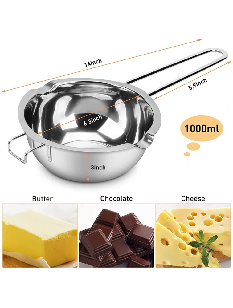 1000ML and 2600ML Double Boiler Pot Set,1QT Chocolate Melting Pot with 2.7QT Stainless Steel Pot,Insert Melting Pot with Spoon Spatula and Silicone Handle Covers for Melting Chocolate,Wax,Candle - BRVPYBJDI