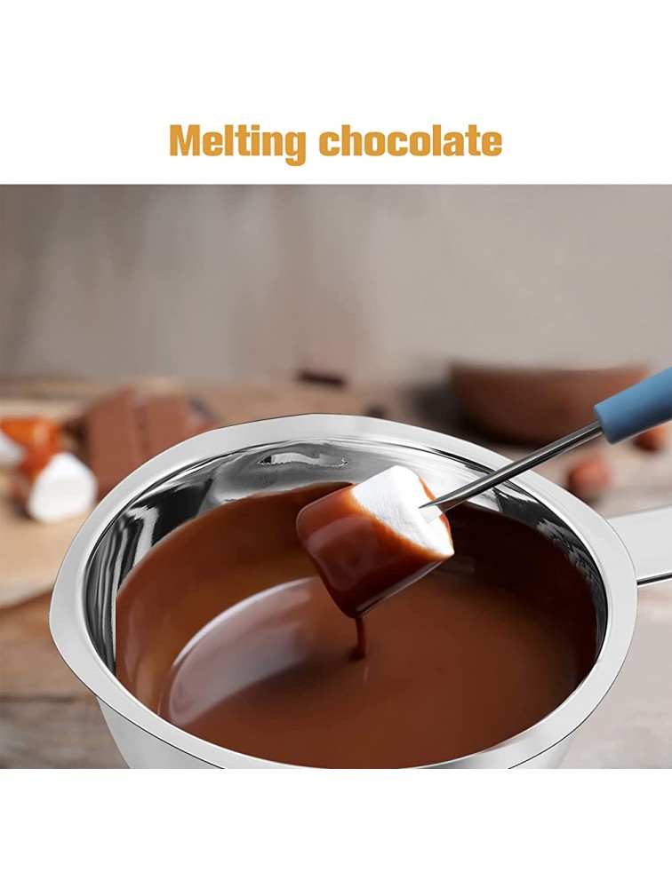 2 Pieces Stainless Steel Double Boiler Pot Baking Melting Pot and 2 Pieces Metal Serving Spoons for Chocolate Candy Butter Cheese Caramel Candle Making 600 ml Capacity - B1HATJLZK