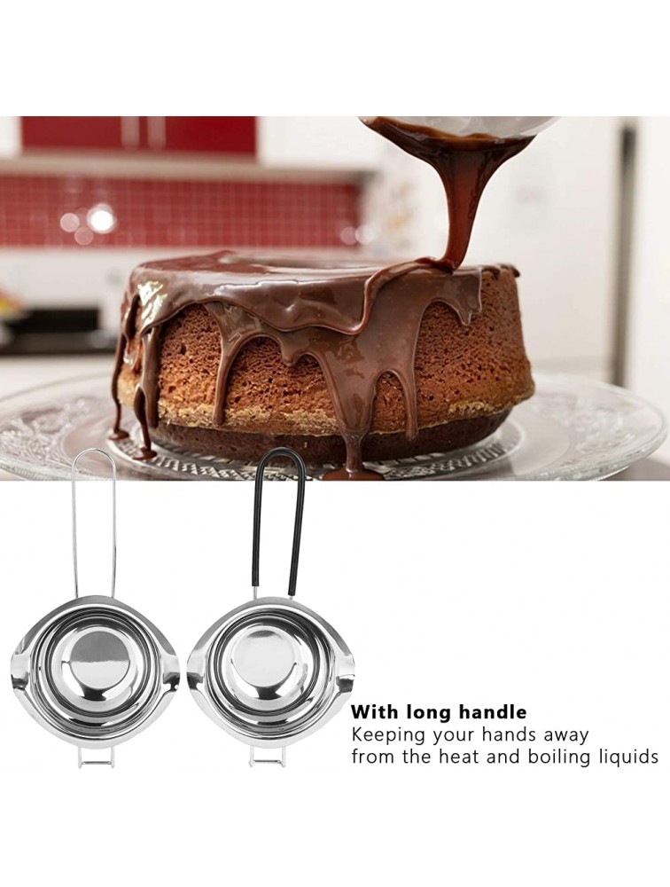 2pcs 400ml Chocolate Melting Pot Stainless Steel Mini Chocolate Butter Candy Water Bath Melting Pot with Easy Spout and Heat-resistant Handle - BG3ZAAXB1