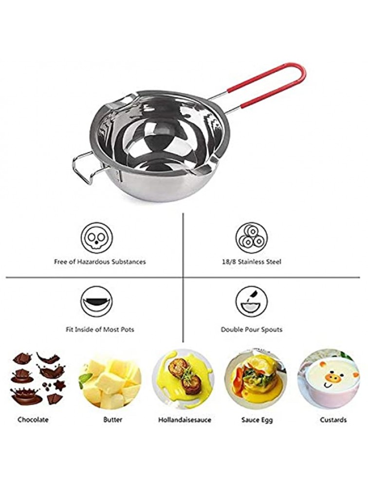600ML Stainless Steel Double Boiler Pot with Heat Resistant Handle for Melting Chocolate Candy and Candle Making - B9BMC4U44