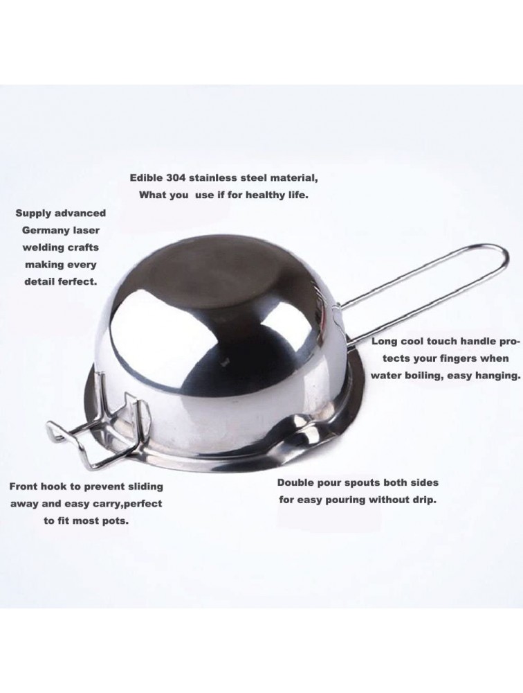 BEMINH Universal Double Boiler Baking Tool Melting Pot with Silicone Spatula 18 8 Stainless Steel Universal Insert Pan 2 Pour Spouts Heat-resistant Long Handle For Butter Chocolate Cheese Caramel - BNOC8AK04