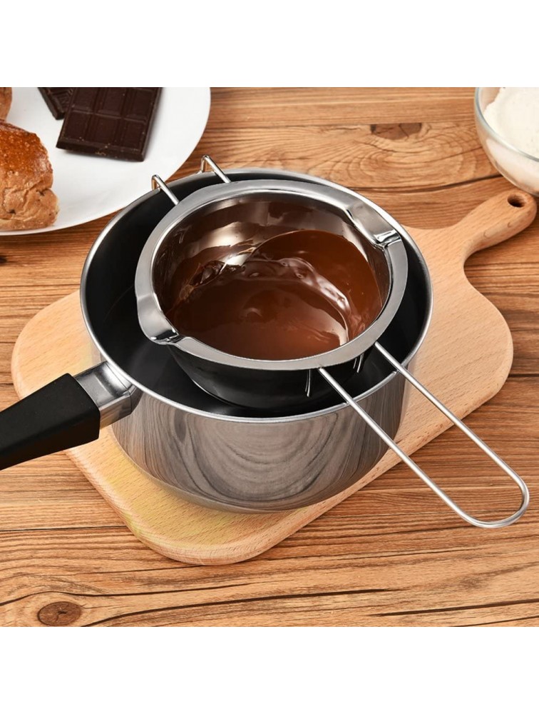 Buthneil 18 8 Stainless Steel Universal Melting Pot Double Boiler Insert Double Spouts for Butter Chocolate Cheese Caramel 2 Cups Capacity Boiler- Set of 2 - BLY62KPXO