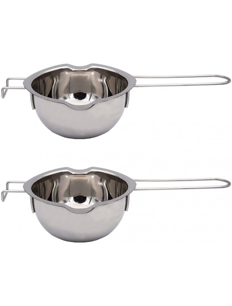 Buthneil 18 8 Stainless Steel Universal Melting Pot Double Boiler Insert Double Spouts for Butter Chocolate Cheese Caramel 2 Cups Capacity Boiler- Set of 2 - BLY62KPXO