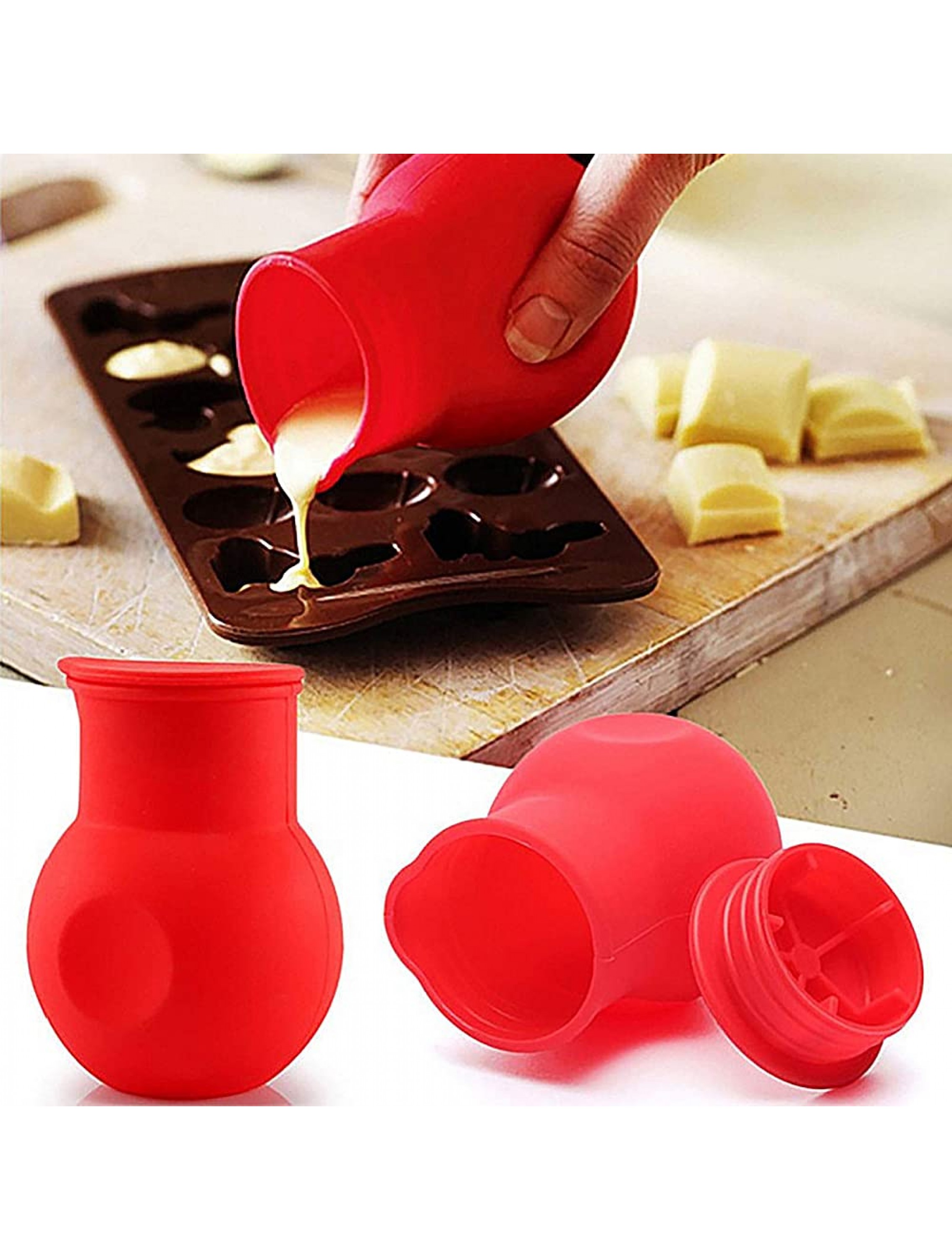 Chocolate Baking Milk Silicone Pot Melting Mould Pouring Rubber Butter Home DIY red - B5ZDJN3SW