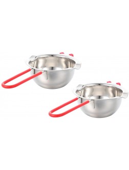 DOITOOL 2pcs Double Boiler Chocolate Melting Pot Stainless Steel Candle Making Kit Melter for Candy Candle Soap Wax Butter Cheese Caramel Red - B6WLR6597