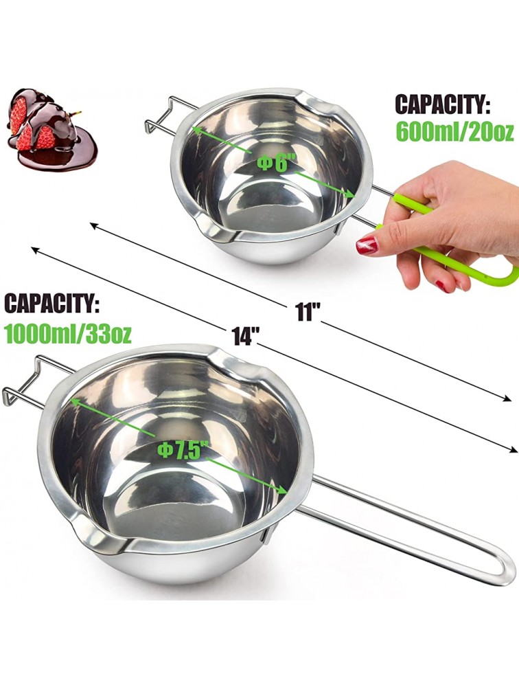 Double Boiler Pot Set for Melting Chocolate Butter Cheese Caramel and Candy 18 8 Steel Melting Pot 2 Cup Capacity Including The 1000ml and 600ml Capacity… - B04CTYR7T