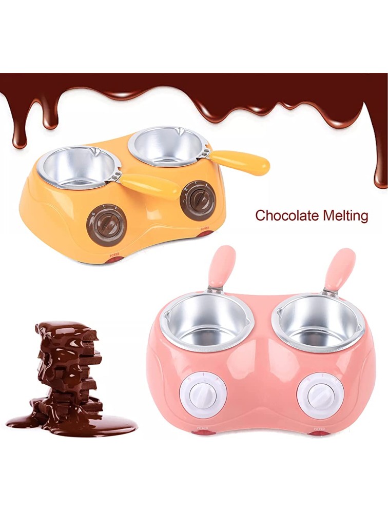 YIPONYT Chocolate Melting Double-pot Chocolate Melting Warming Fondue Set Electric Choco Melt pot Stainless Steel Plastic Home Candy Chocolate Making for Melts Chocolate Candy Butter Cheese Yellow - BEONBV97F
