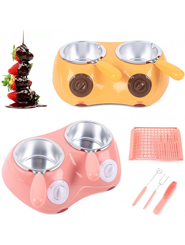YIPONYT Electric Choco Melt pot Double Furnace Melting Machine Chocolate Melting Warming Fondue Set Chocolate Melting Pot DIY Melting Pot Kitchen Tool for Melts Chocolate Candy Butter Cheese Pink - BPWXV07BX